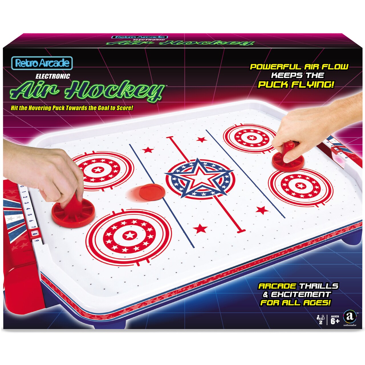 Retro Arcade Electronic: Air Hockey - Tabletop Game, Powerful Airflow, 2 Players, Ages 6+